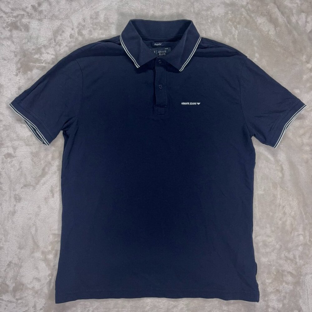 Armani Jeans Men's Polo Shirt Short Sleeve Regular Fit Cotton Navy - Large